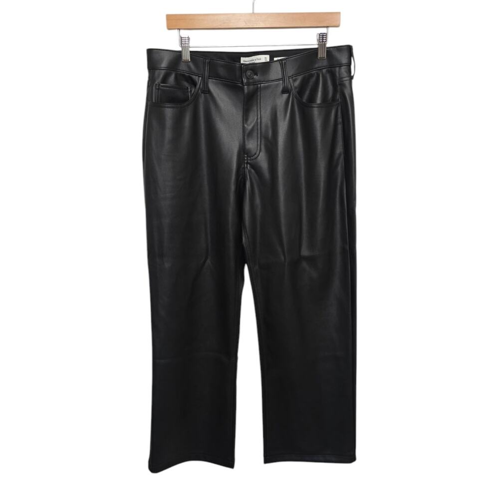 Abercrombie & Fitch Black Wide Leg Faux Leather Pants